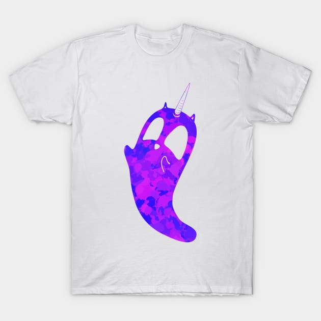 Purple splatter unicorn cat ghost T-Shirt by Surplusweird